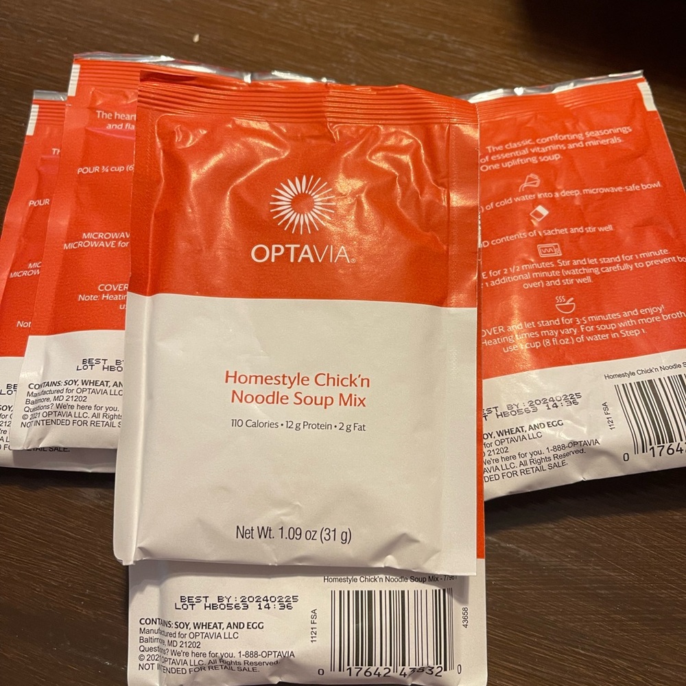 6 packets Optavia Homestyle Chick’n Noodle Soup Mix